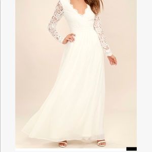 White long sleeve lace maxi dress